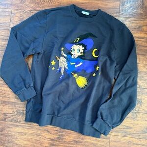 NWOT Rare Mega Yacht Betty Boop Halloween Witch Chanel Graphic Sweater | S